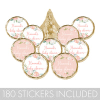 Paris in Pink: Kid's Birthday - Party Favor Stickers - Fits on Hershey's Kisses - 180 Stickers