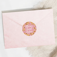 Personalized Sweet Sixteen: Pink & Gold - Birthday Party Favor Stickers - 40 Stickers