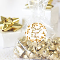 Personalized Sweet Sixteen: White & Gold - Birthday Party Favor Stickers - 40 Stickers