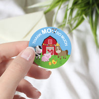 Barnyard Farm Animals:  Kid's Birthday - Thank You Stickers - 40 Stickers
