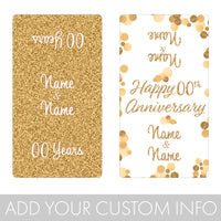 Personalized Gold Wedding Anniversary Mini Candy Bar Labels - 45 Stickers
