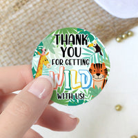 Wild Jungle: Birthday - Thank You Round Stickers - Thank You For Getting Wild With Us - 40 Stickers