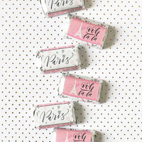Paris in Pink: Kid's Birthday - Hershey's Miniatures Candy Bar Stickers - 45 Stickers