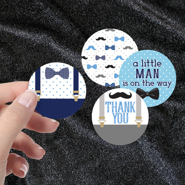 Little Man: Baby Shower - Thank You Stickers - 40 Stickers