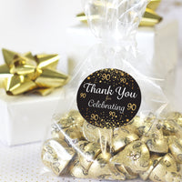 90th Birthday: Black & Gold - Thank You Stickers - 40 Stickers