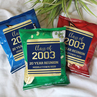 Personalized Class Reunion Chip Bag and Snack Bag Stickers