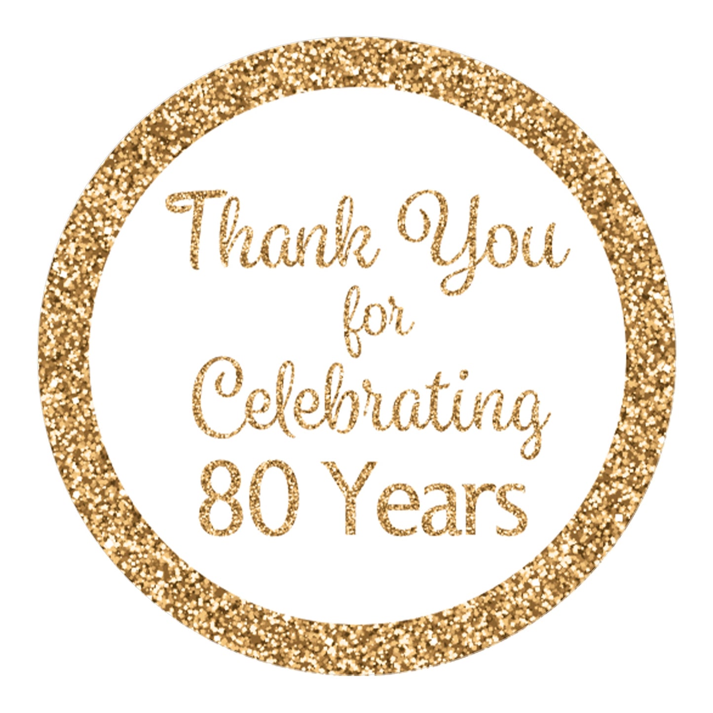 40 Thank You Stickers for an 80th Birthday in White and Gold