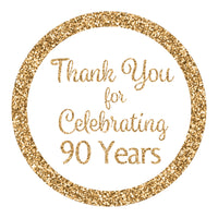 Celebrate in style with these elegant White and Gold 90th Birthday Thank You Stickers - 40 Labels. 