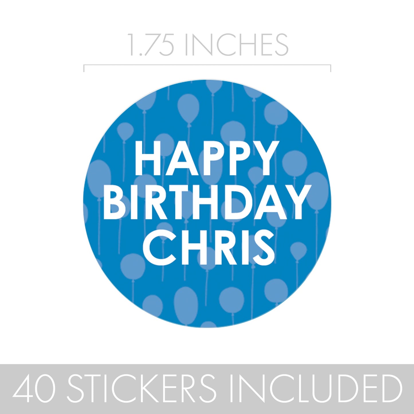 Personalized Happy Birthday Party Favor Stickers with Name - 1.75 in - 40 Labels