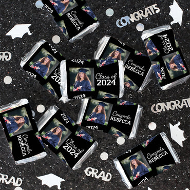 Custom Image Graduation Photo Hershey's® Miniatures Candy Bar Wrappers Stickers - Class of 2023