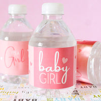 Adorable Pink It's a Girl water bottle labels to make your baby shower extra specia