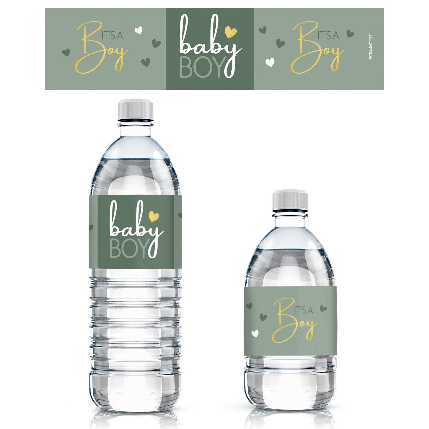 Sweet Baby Boy: Green - It’s a Boy Baby Shower Water Bottle Labels - 24 Waterproof Stickers