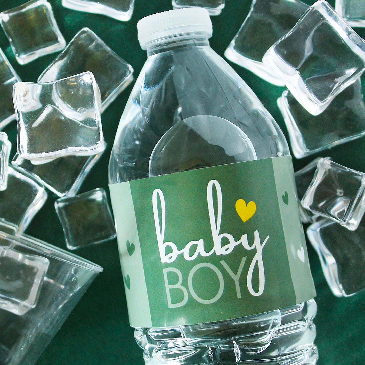 Sweet Baby Boy: Green - It’s a Boy Baby Shower Water Bottle Labels - 24 Waterproof Stickers