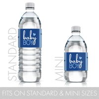 Sweet Baby Boy: Blue - Baby Shower Water Bottle Labels - 24 Waterproof Stickers