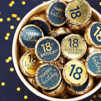 180 navy blue and gold foil stickers designed for 100th birthday Hershey's Kisses