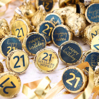 Premium navy blue and gold foil stickers perfect for decorating candy for an 21st birthday party