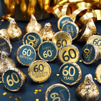 blue gold 50th birthday kiss stickers