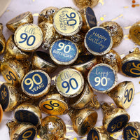 navy blue and gold foil stickers perfect for decorating candy for an 90th birthday party
