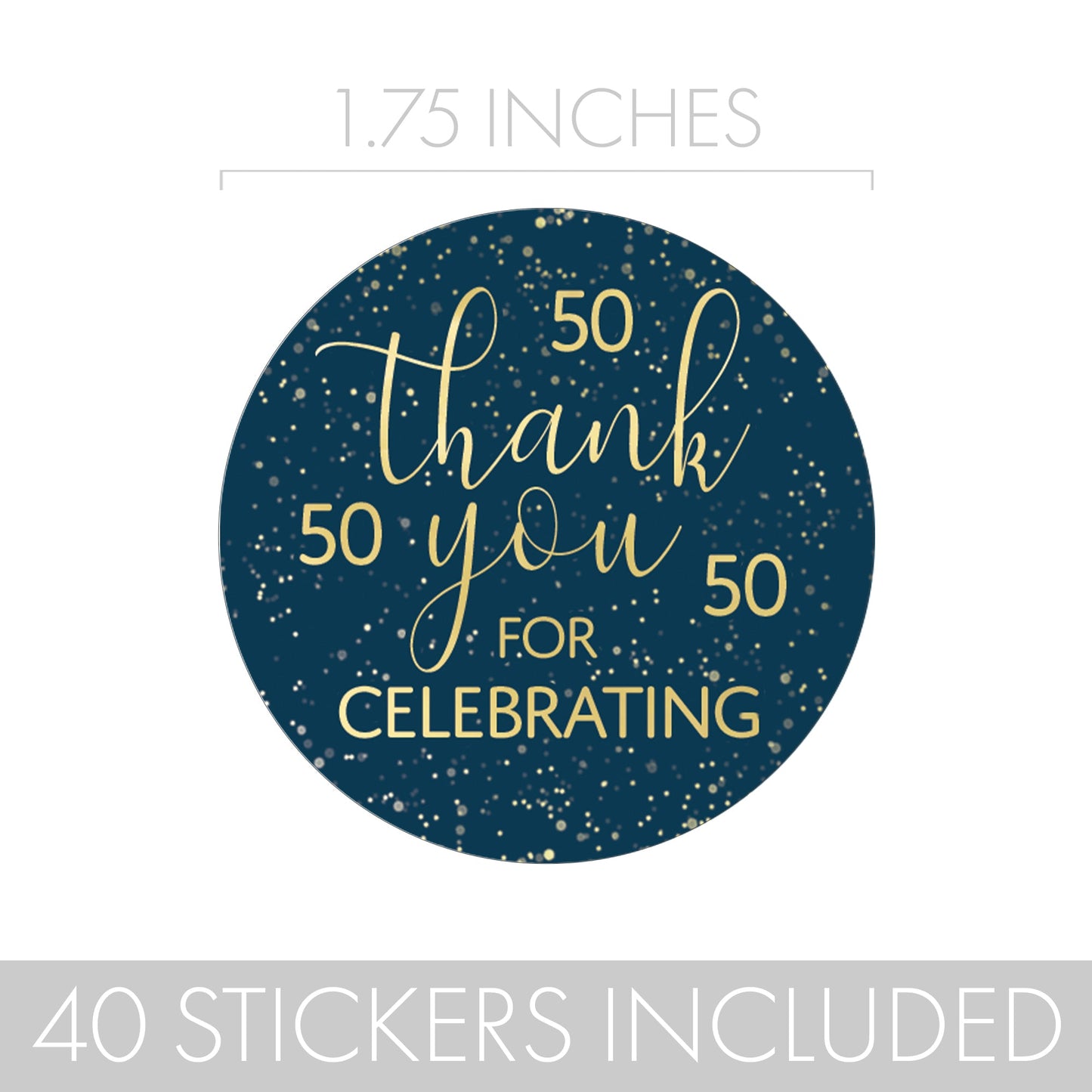 Celebrate the Big 5-0 with Navy Blue and Gold Thank You Stickers