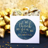 Add a Personal Touch to Your 60th Birthday Thank You Cards with Navy Blue and Gold Stickers