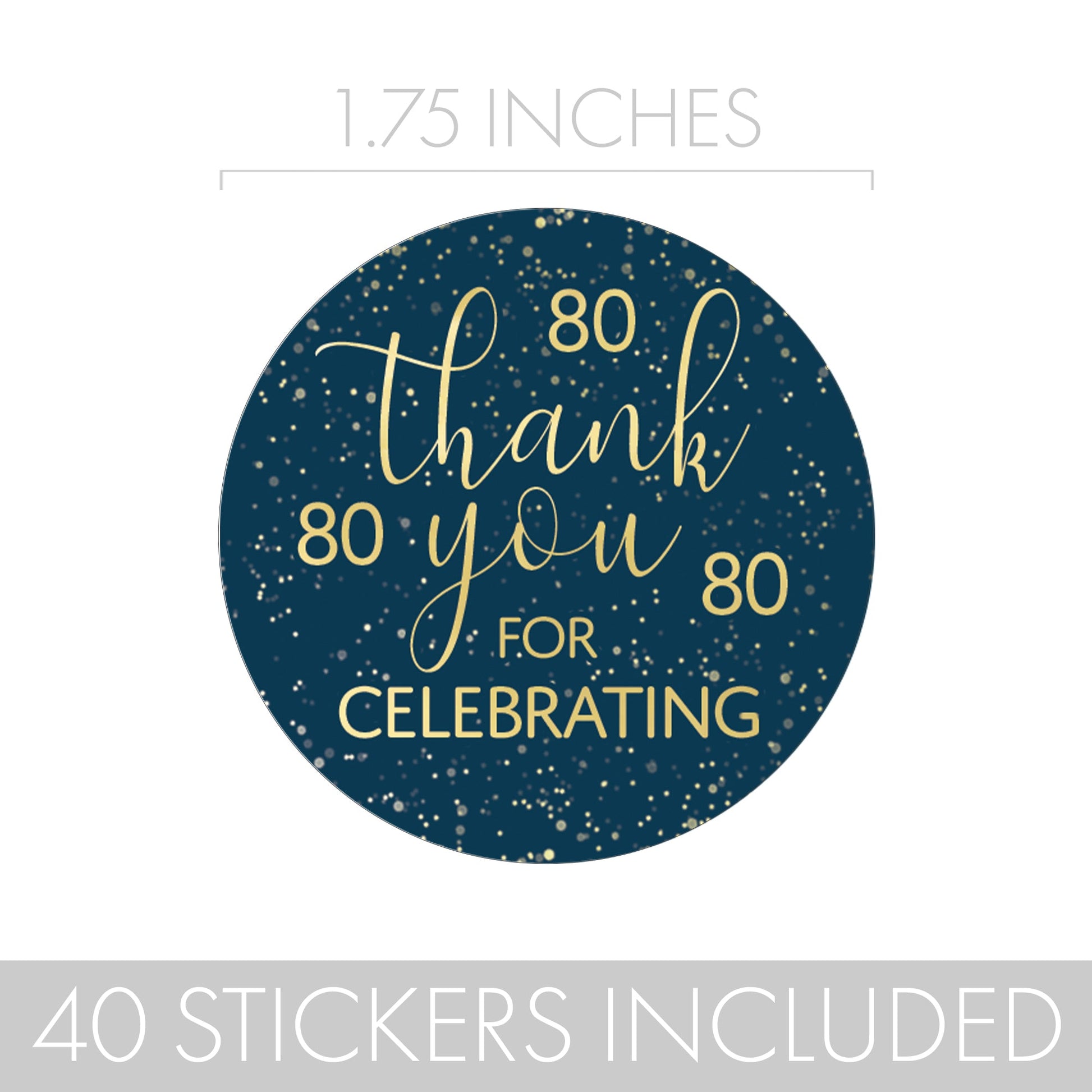Add a Personal Touch to Your 80th Birthday Thank You Cards with Navy Blue and Gold Stickers