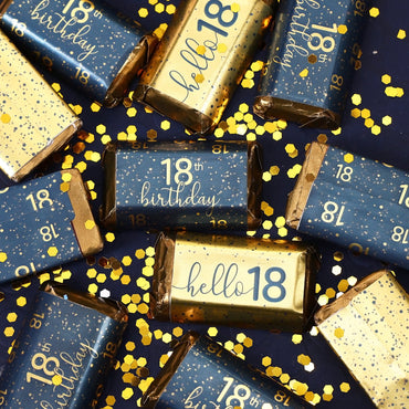 Navy blue and gold stickers perfect for an 18th birthday celebration.