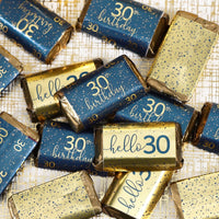 Navy blue and gold stickers perfect for an 30th birthday celebration.