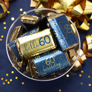 Navy blue and gold stickers perfect for an 60th birthday celebration.