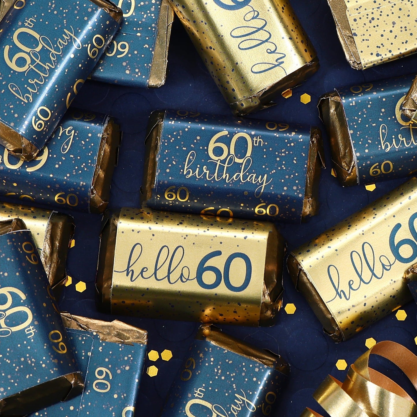 60th birthday navy blue and gold candy