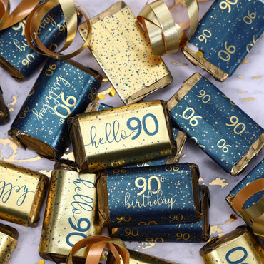 Navy blue and gold stickers perfect for an 90th birthday celebration.