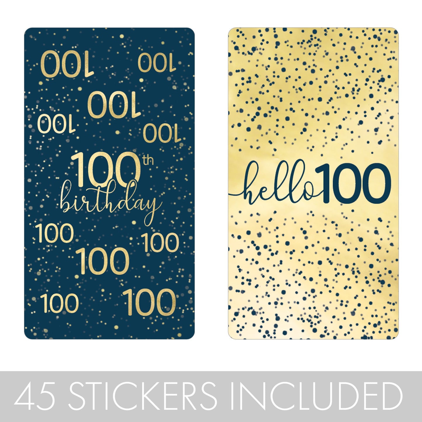 Small candy bar wrappers decorated with navy blue and gold colors