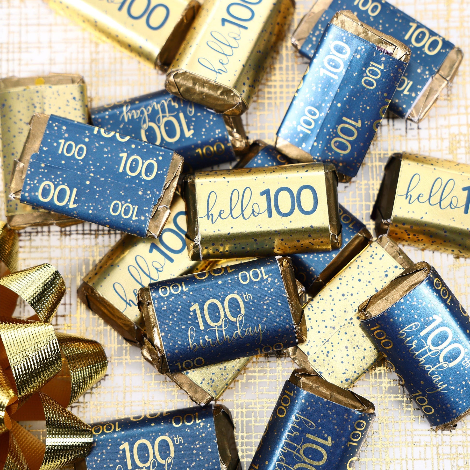 100th birthday navy blue and gold candy