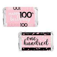 Pink and Black 100th Birthday Hersheys Miniatures Candy Bar Wrappers Stickers