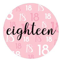 Pink and Black 18th Birthday Circle Stickers - Eighteen