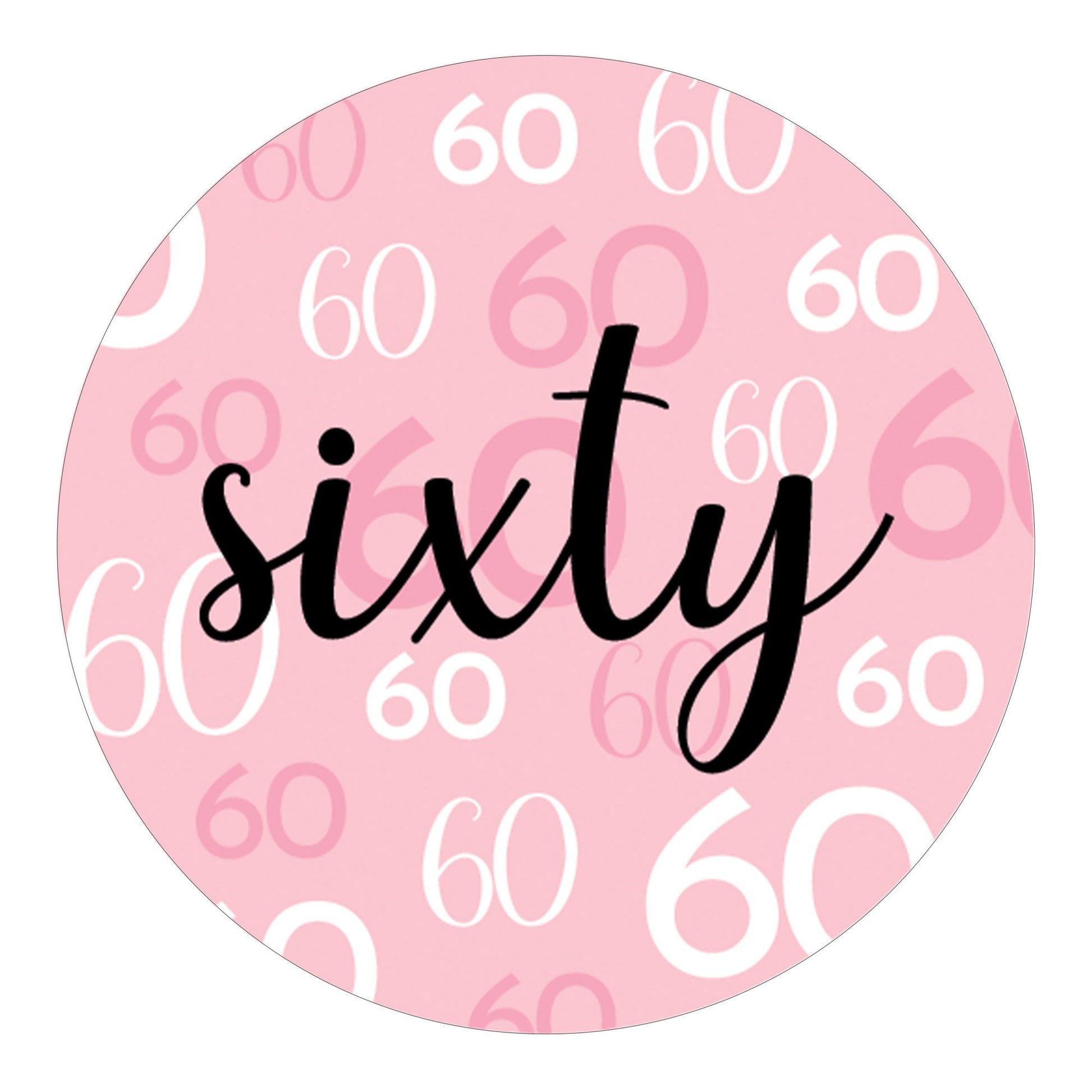 Pink and Black 60th Birthday Circle Stickers - Sixty