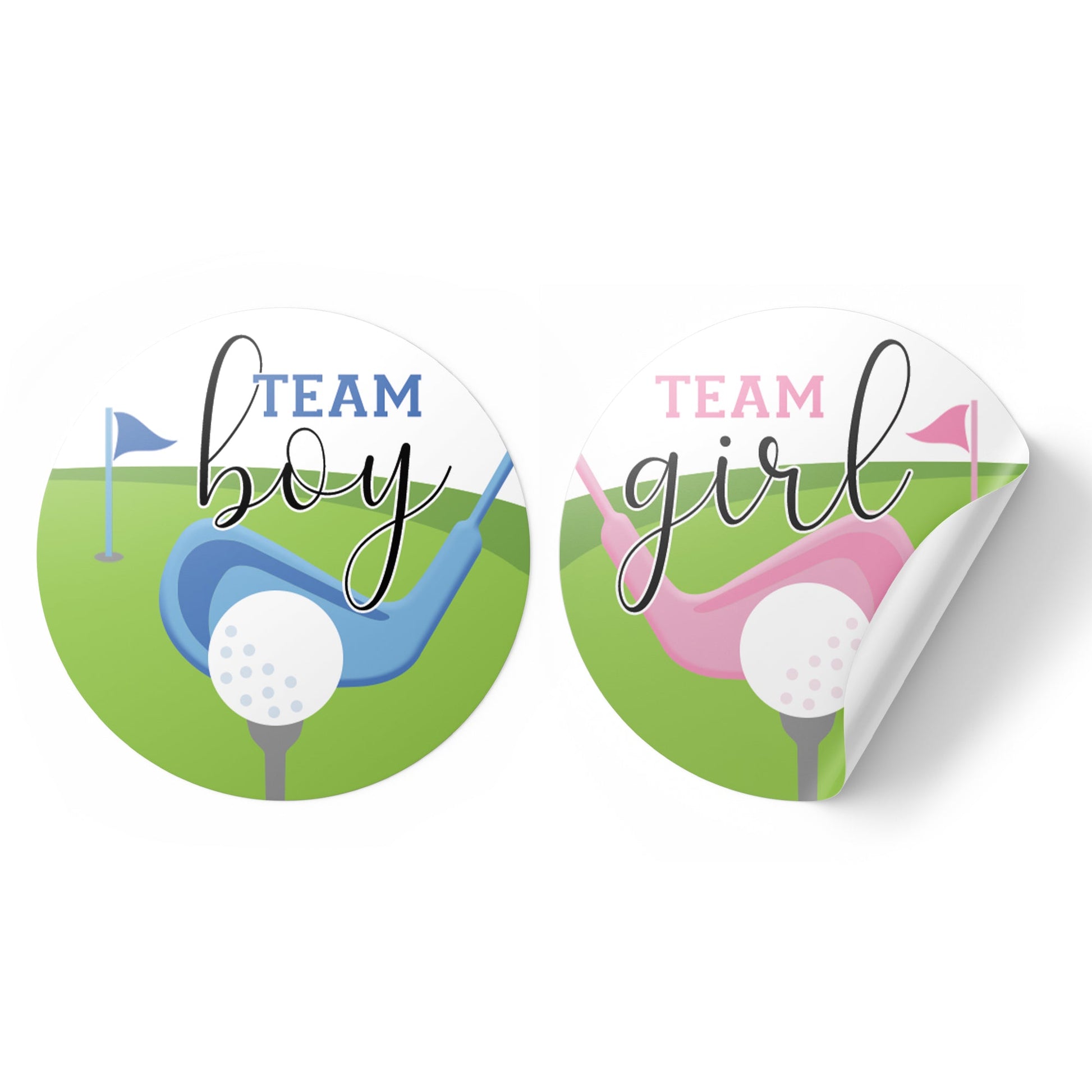 Golf Gender Reveal Stickers - Pink or Blue What Will Our Little Caddie Be Theme
