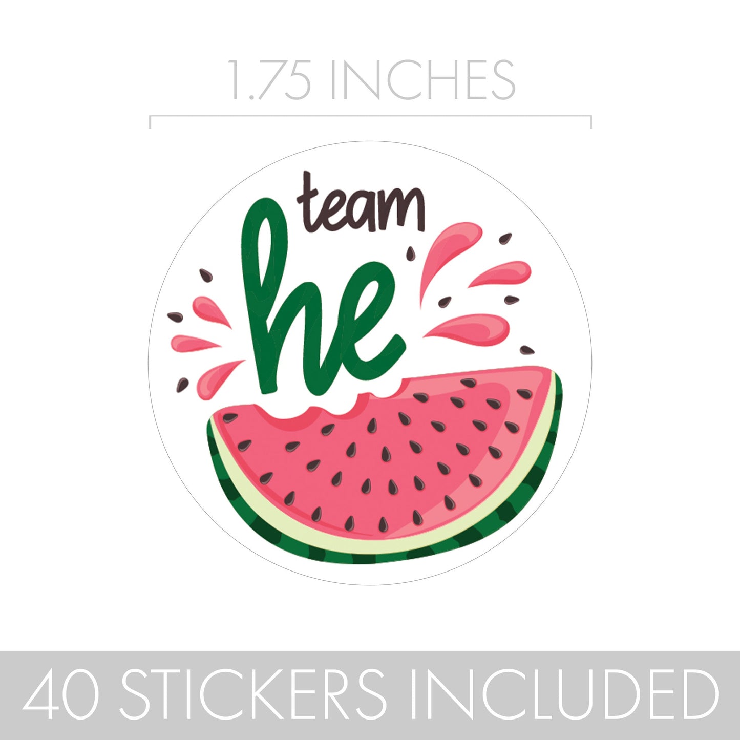 Watermelon Gender Reveal Party - Team He or Team She Stickers - 40 Pack