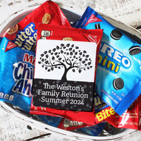 Personalized Family Reunion Chip Bag and Snack Bag Stickers - (9 Colors)
