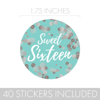 Celebrate in Style with these Eye-Catching Blue and Silver Sweet Sixteen Party Stickers 