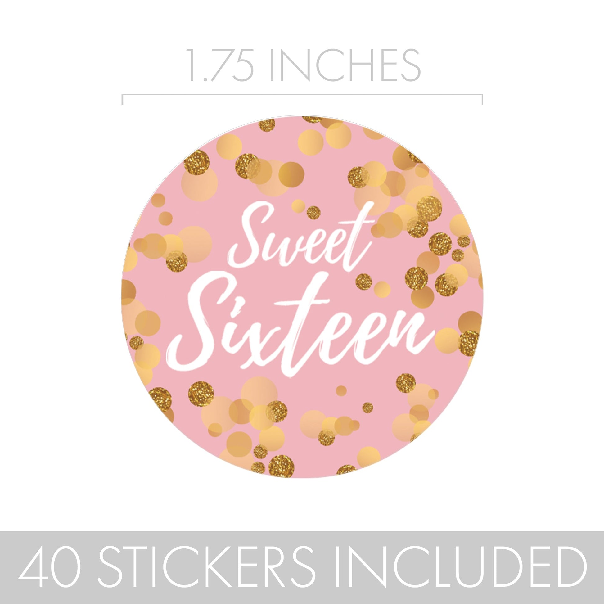 Get Ready for Her Sweet 16 with These Pretty Pink and Gold Round Party Labels - 40 Stickers