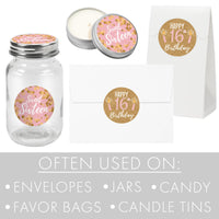 Add a Touch of Elegance to Her Sweet Sixteen with These Pink and Gold Labels