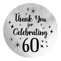 Black and Silver 60th Birthday Thank You Stickers - 40 Labels