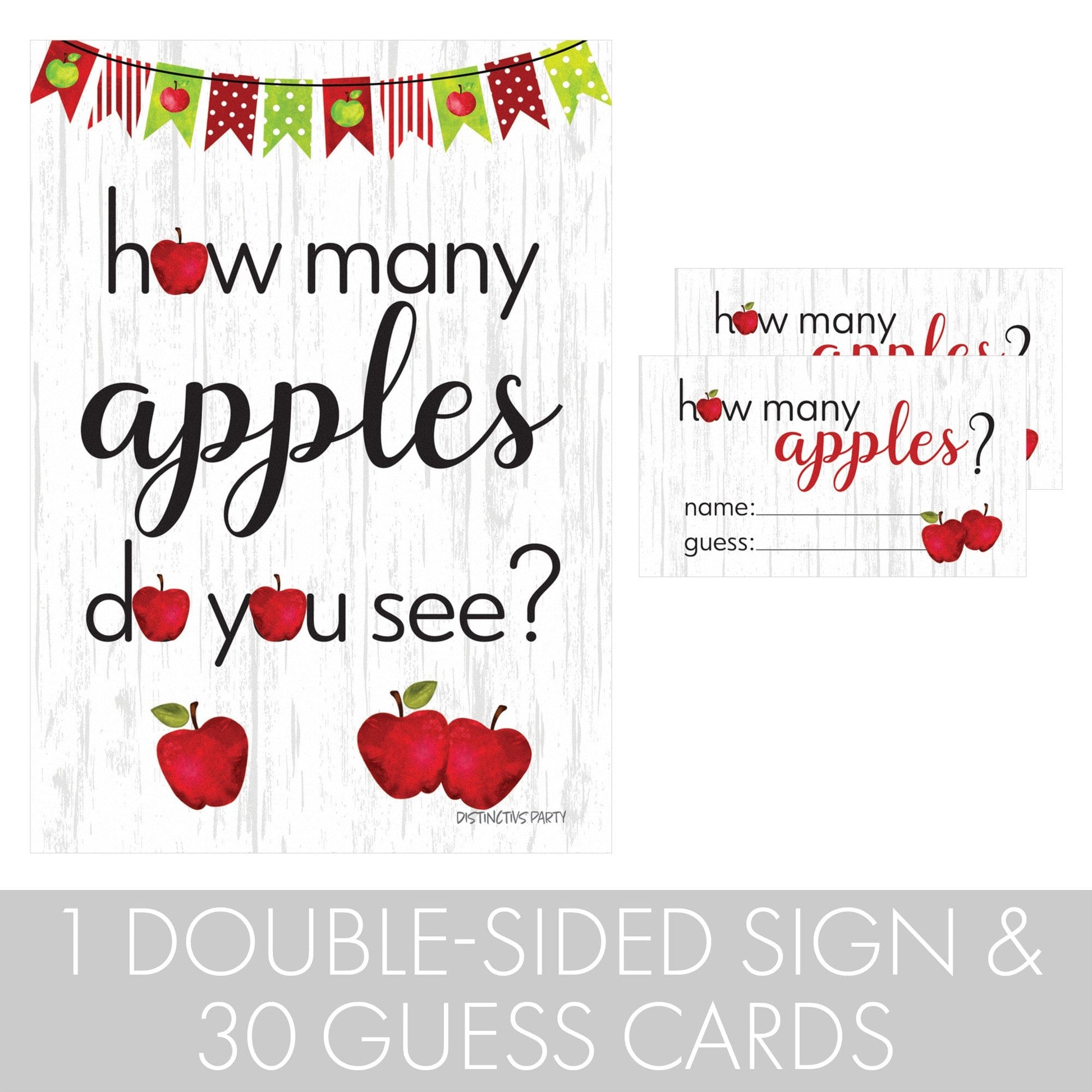 Apple Farmhouse How Many Apples Do You See Baby Shower Guessing Party Game
