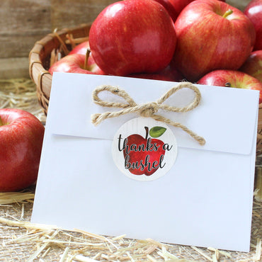 thanks a bushel bushel of apples apple labels bridal shower favor labels bridal shower labels for favors