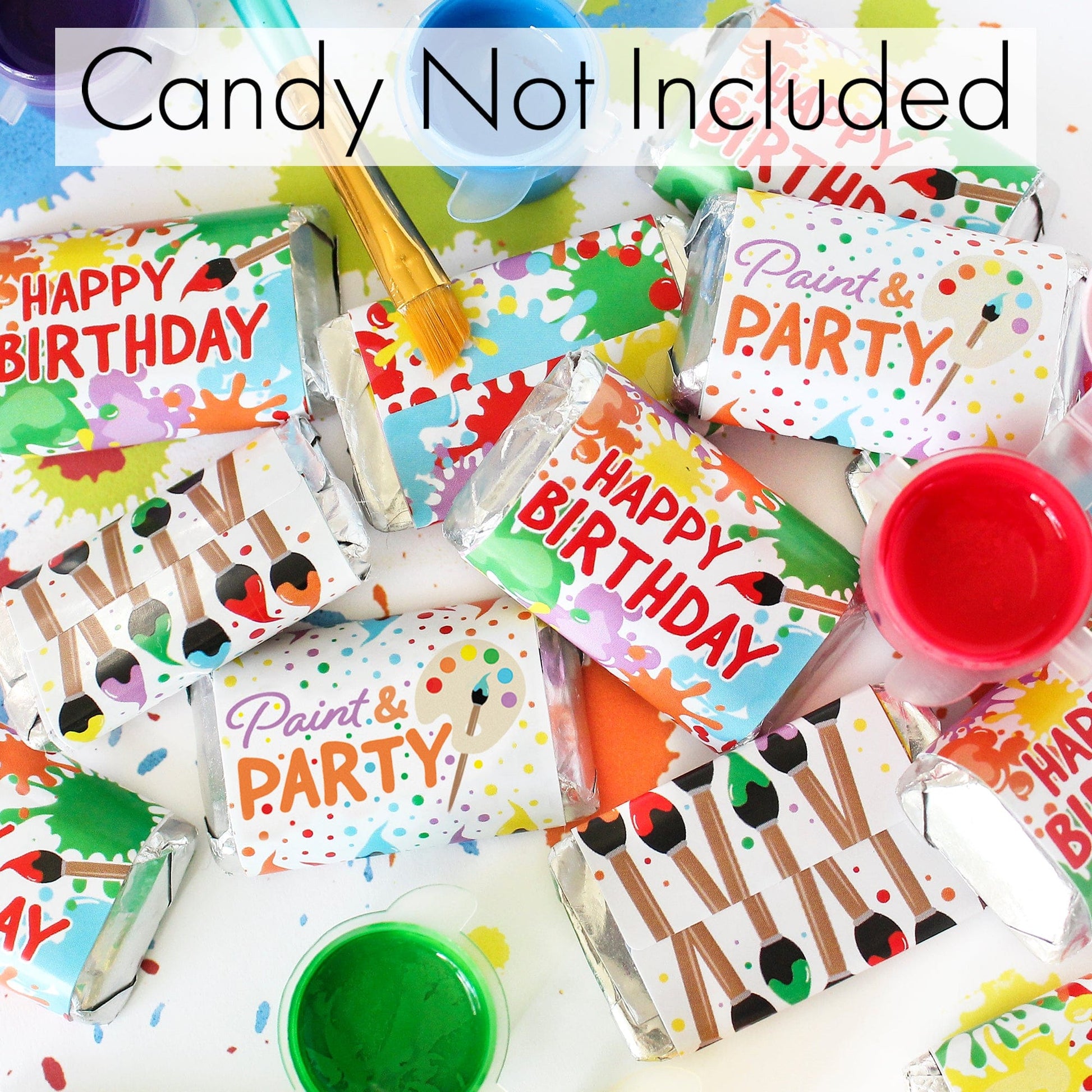 Art Birthday Party Mini Candy Bar Labels - Paint and  Party  - 45 Stickers