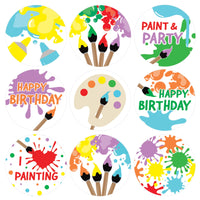 Art Birthday Party Stickers - Paint and  Party  - 0.75 in. - 180 Labels