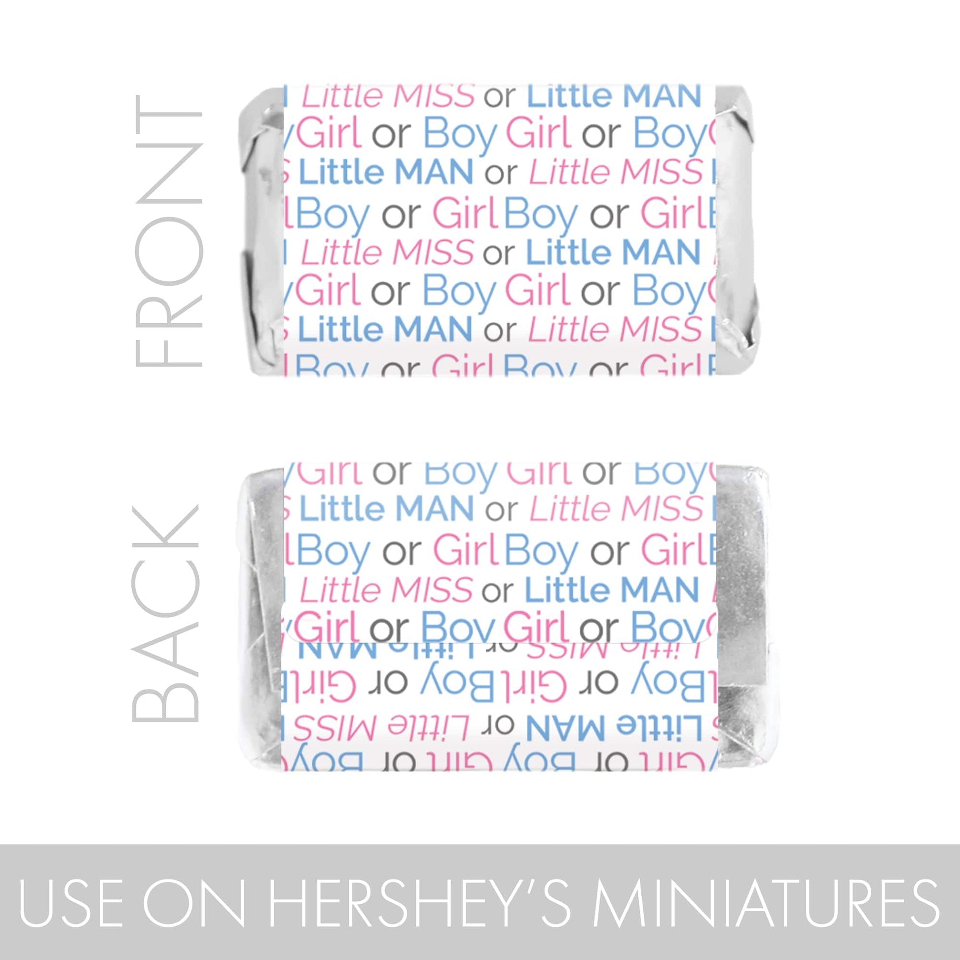 Baby Gender Reveal Party Mini Candy Bar Stickers - 45 Count