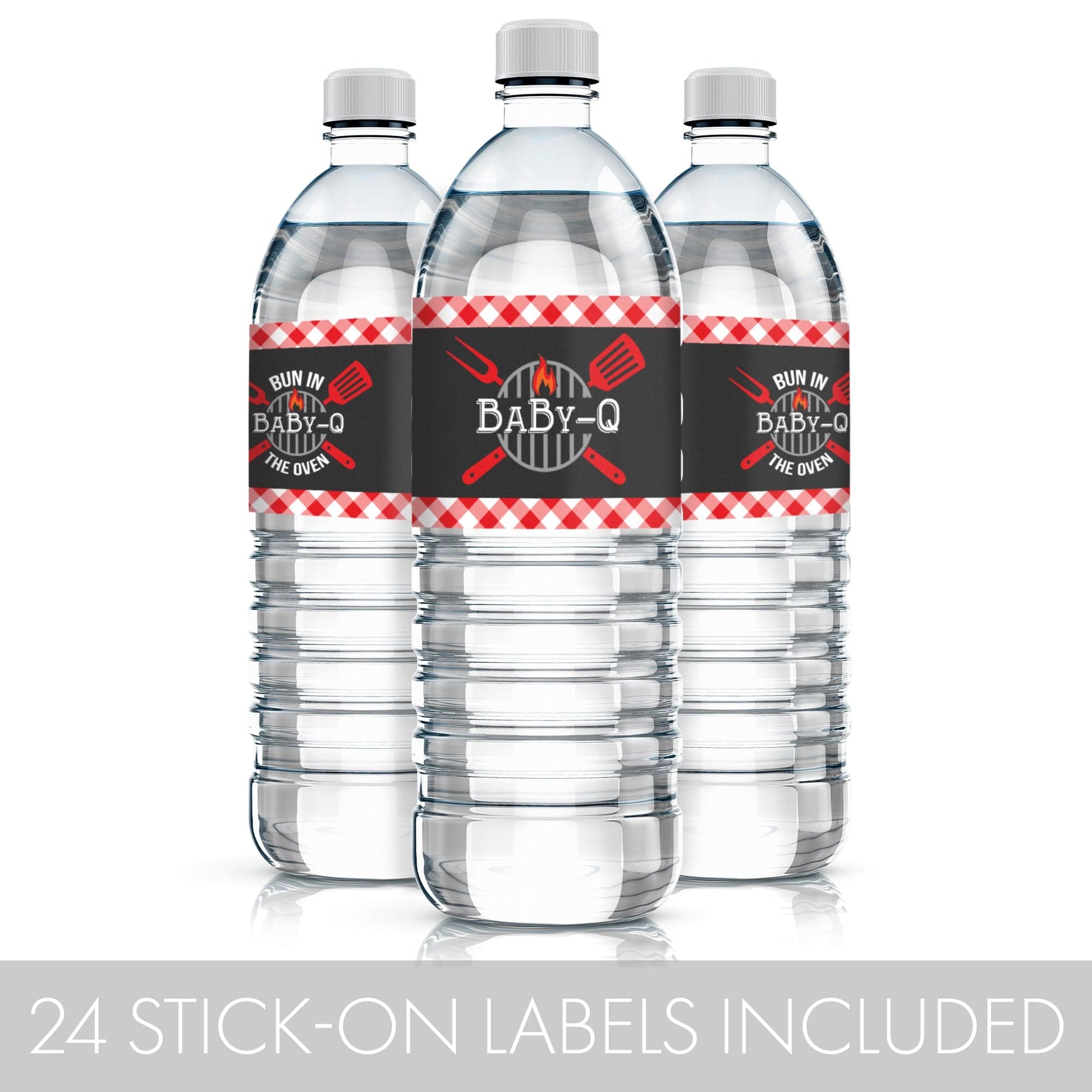 Baby-Q Baby Shower Gender Reveal Party Water Bottle Labels - 24 Stickers