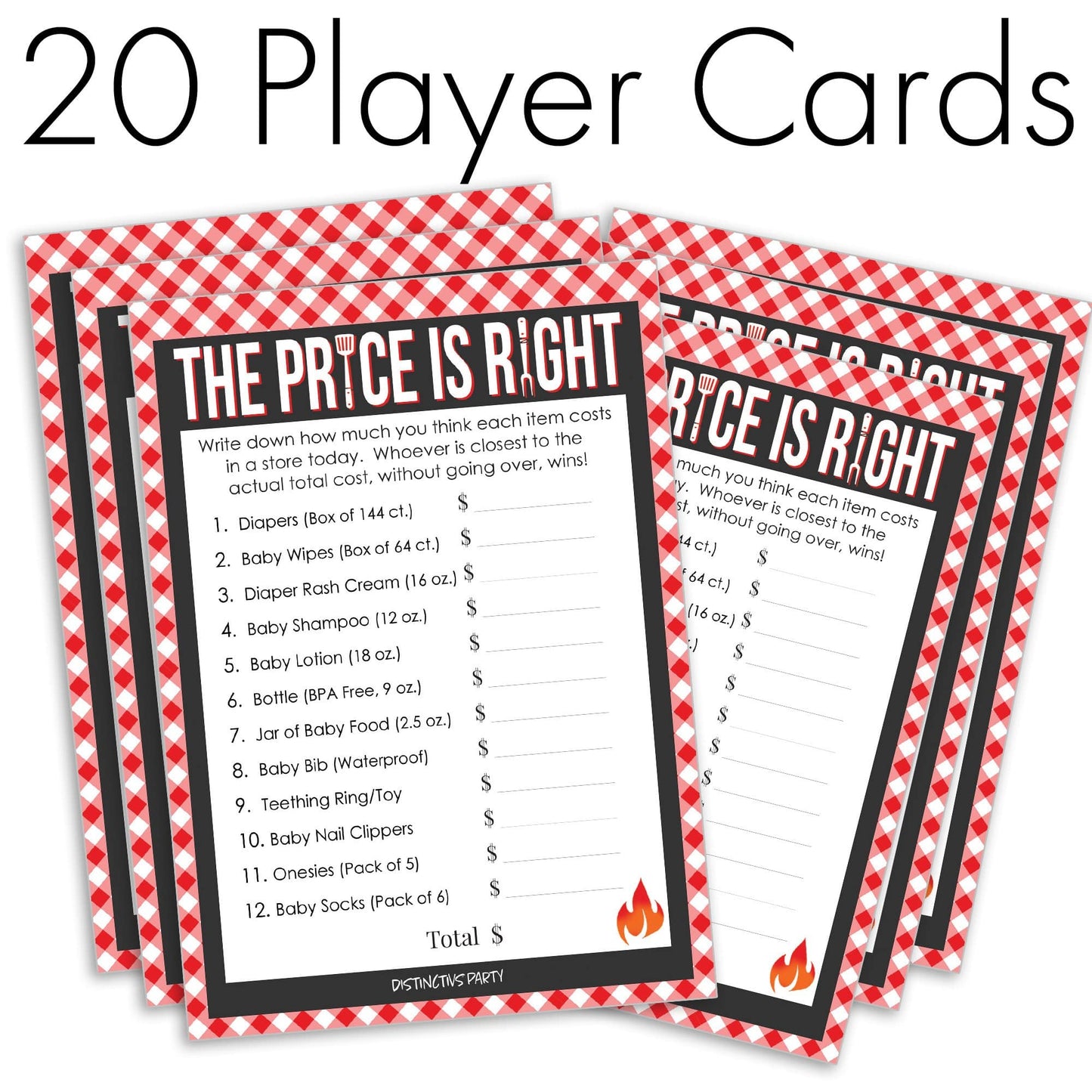 Baby-Q BBQ Baby Shower Price is Right Game Cards - 20 count