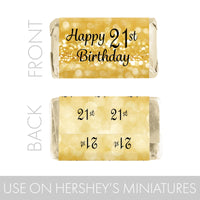 Add a special touch to your 21st birthday party with these black and gold mini candy bar stickers!